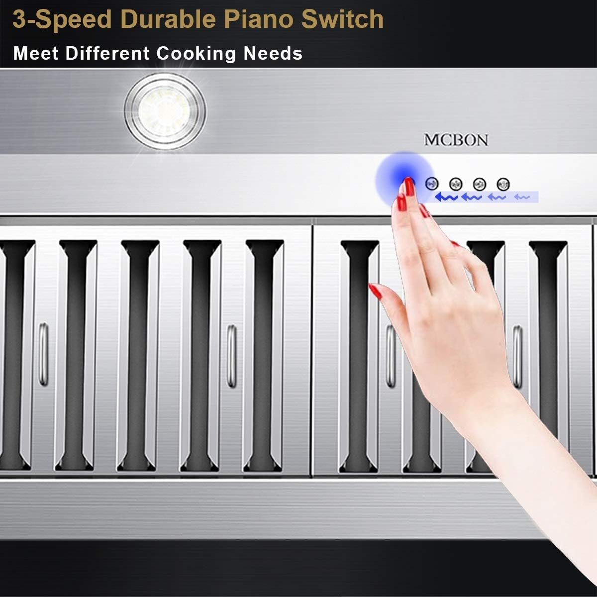 Range Hood Insert 30 inch, 800 CFM Range Hood Insert, 3-Speed Vent Hood Insert, Black Insert Range Hood, Ducted Hood Vent Insert, Quiet Kitchen Hood, Stainless Steel Range Hood, (IE79-30 In)