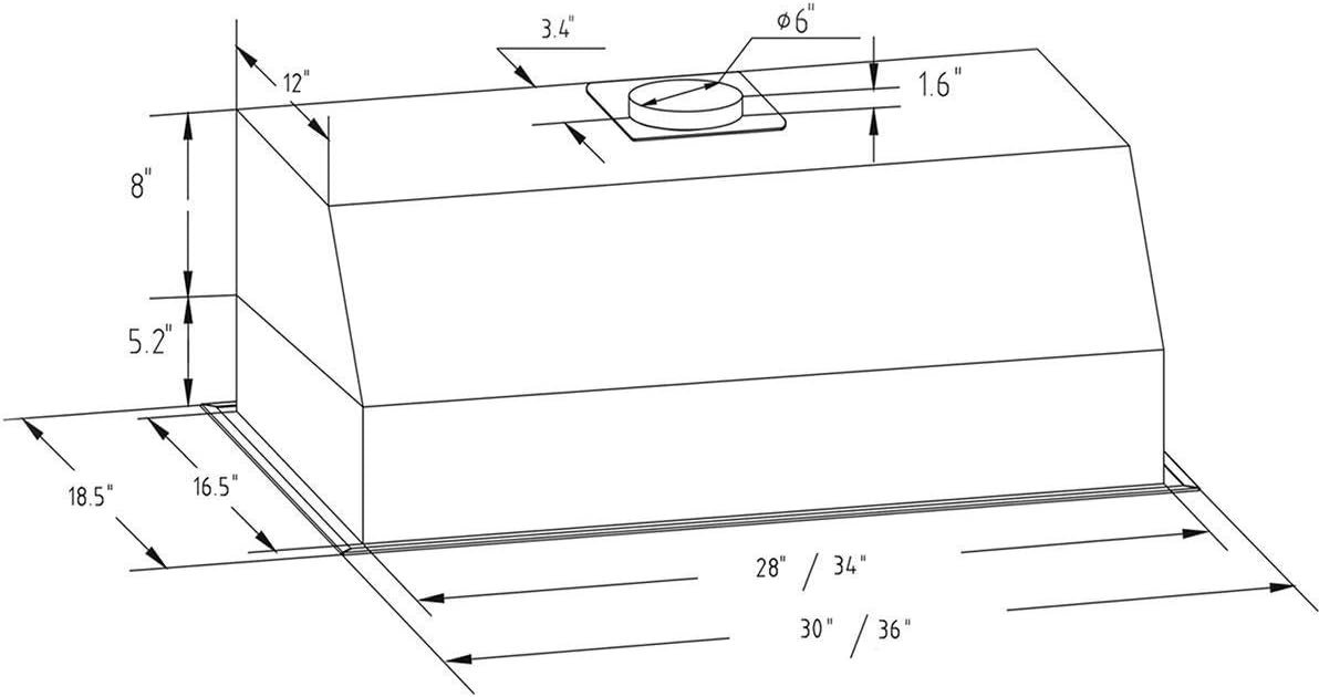 Range Hood Insert 30 inch, 800 CFM Range Hood Insert, 3-Speed Vent Hood Insert, Black Insert Range Hood, Ducted Hood Vent Insert, Quiet Kitchen Hood, Stainless Steel Range Hood, (IE79-30 In)