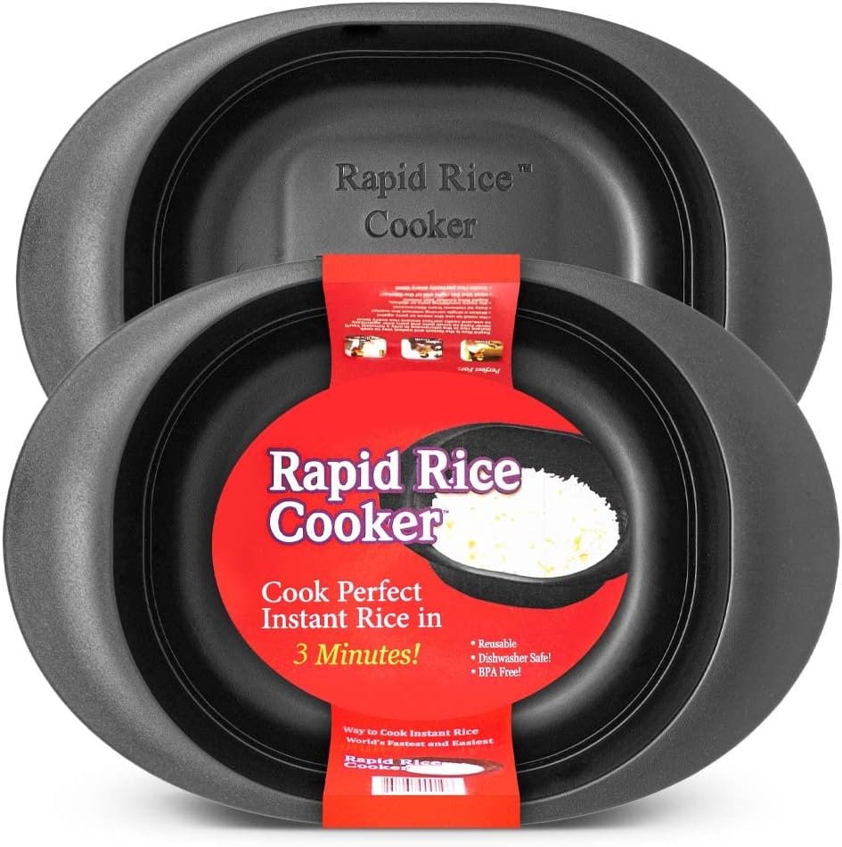 Rapid Rice Cooker | Microwave Rice Blends in Less Than 3 Minutes | Perfect for Dorm, Small Kitchen, or Office | Dishwasher-Safe, Microwaveable,  BPA-Free (Black, 2 Pack) Rapid Rice Cooker | Microwave Rice Blends in Less Than 3 Minutes | Perfect for Dorm, Small Kitchen, or Office | Dishwasher-Safe, Microwaveable,  BPA-Free (Black, 2 Pack)