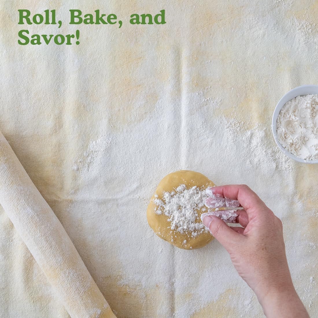 Regency Wraps Natural Pastry Cloth  Rolling Pin Cover Set, 100% Cotton Cloth  Pin Cover for Non-Stick Dough Rolling, 20x24 cloth with Sewn Edges,15 Rolling Pin Cover