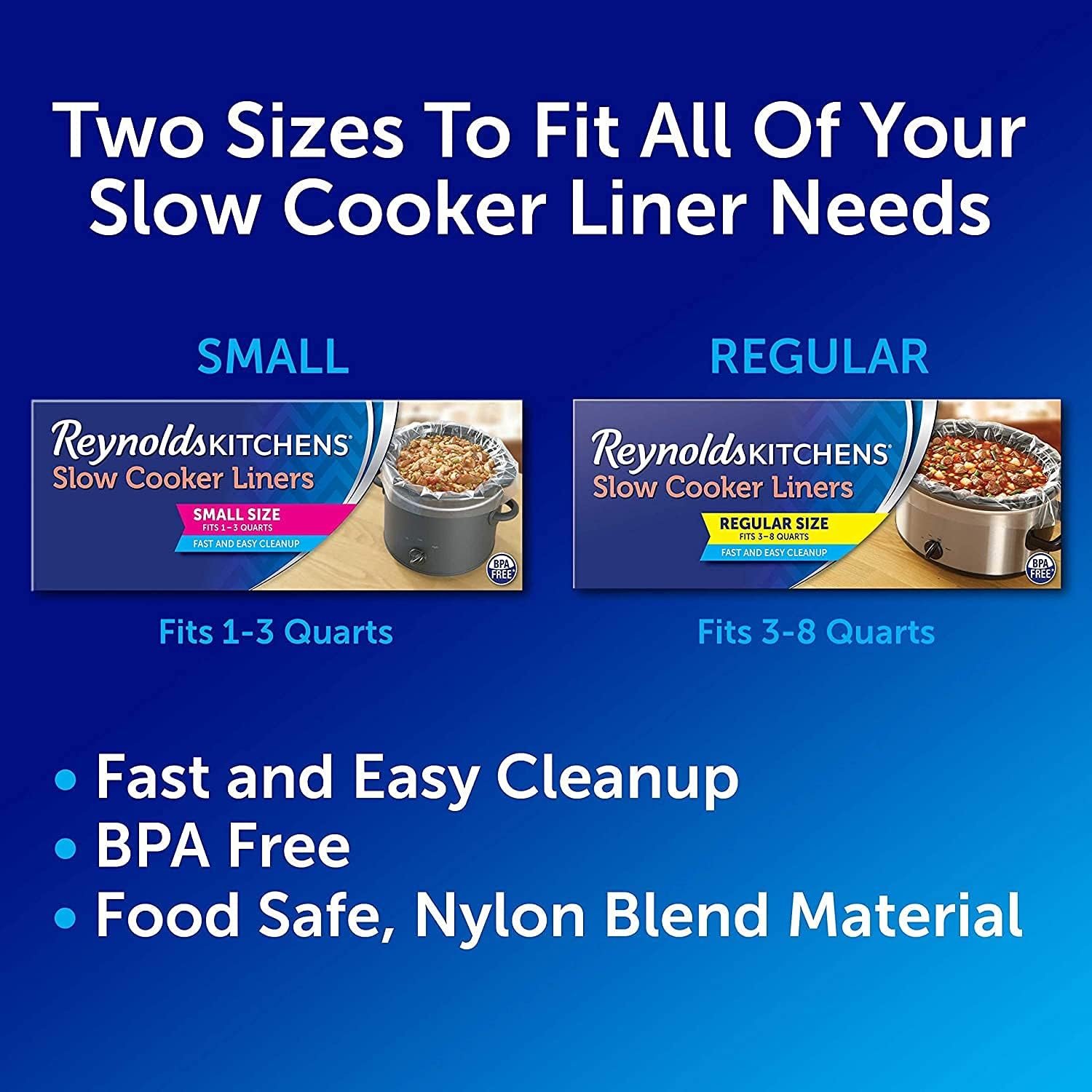Reynolds Kitchens Slow Cooker Liners, Regular (Fits 3-8 Quarts), 20 Count Reynolds Kitchens Slow Cooker Liners, Regular (Fits 3-8 Quarts), 20 Count