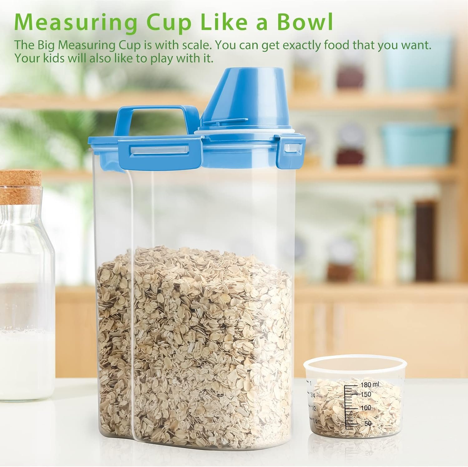 Rice Airtight Storage Container, 3 to 5Lbs Cereal Dry Food Flour Bin, Pet Dog Cat Food Dispenser with Measuring Cup, BPA Free Clear Plastic Kitchen and Pantry Organization Bin for Sugar, Pasta Rice Airtight Storage Container, 3 to 5Lbs Cereal Dry Food Flour Bin, Pet Dog Cat Food Dispenser with Measuring Cup, BPA Free Clear Plastic Kitchen and Pantry Organization Bin for Sugar, Pasta