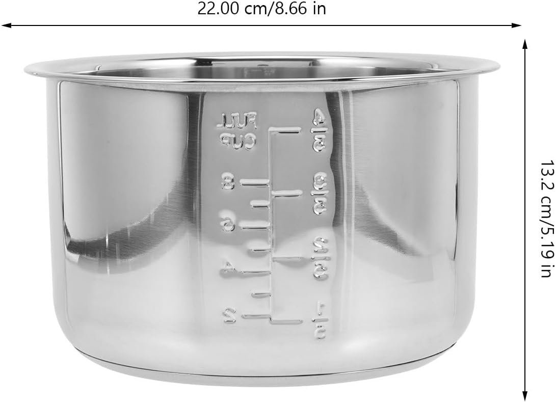 Rice Cooker Inner Pot Rice Cooker Liner Stainless Steel Double Bottom Power Pressure Cooker Inner Pot Rice Cooker Pot Replacement 8 Cup