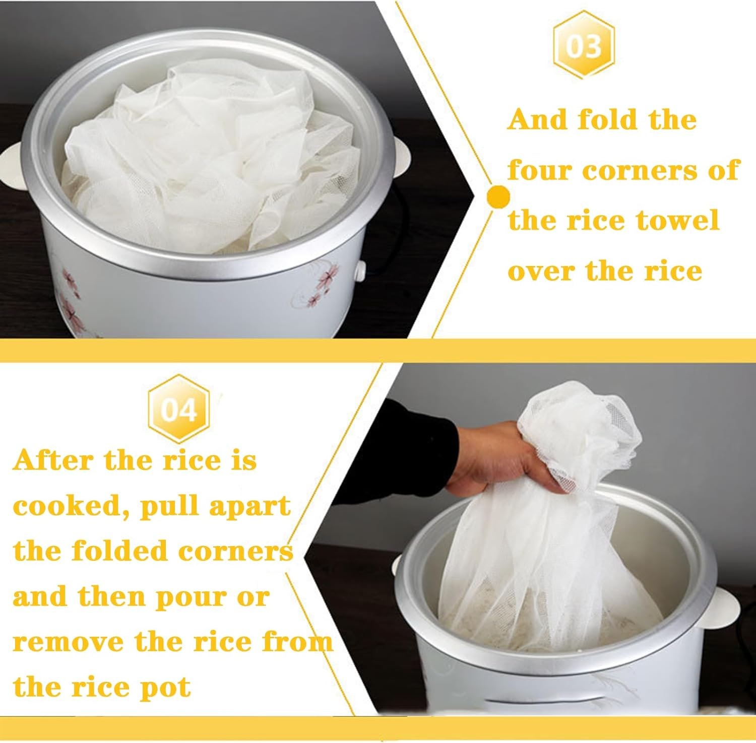 Rice Net,43 x 43 Sushi Rice Cooking Net,Non-Stick Rice Cooker Napkin,Reusable Home or Commercial Rice Net Napkin,Cooking Steam Cloth,Bamboo Steamer Mat Cloth 4PCS