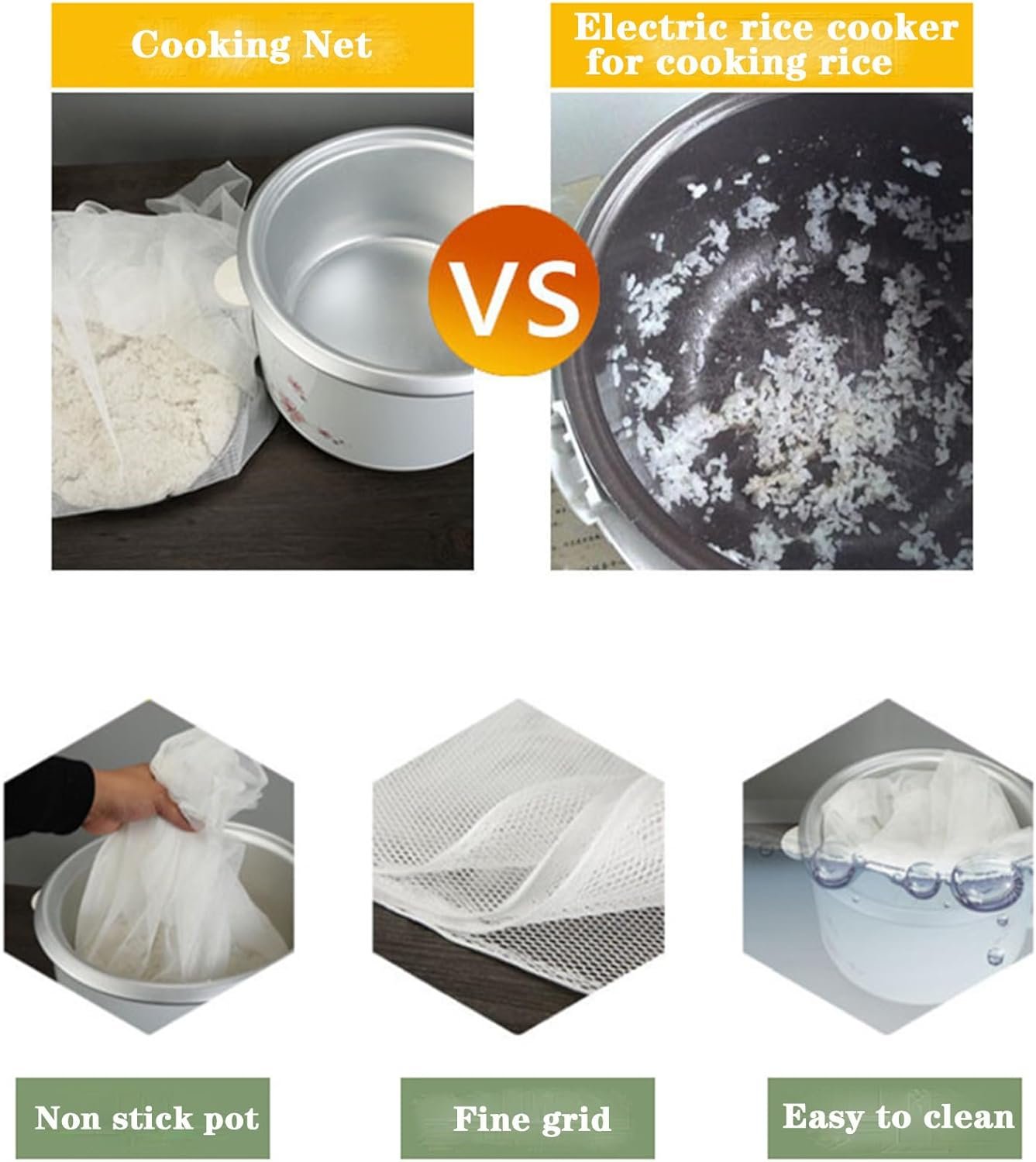 Rice Net,43 x 43 Sushi Rice Cooking Net,Non-Stick Rice Cooker Napkin,Reusable Home or Commercial Rice Net Napkin,Cooking Steam Cloth,Bamboo Steamer Mat Cloth 2PCS