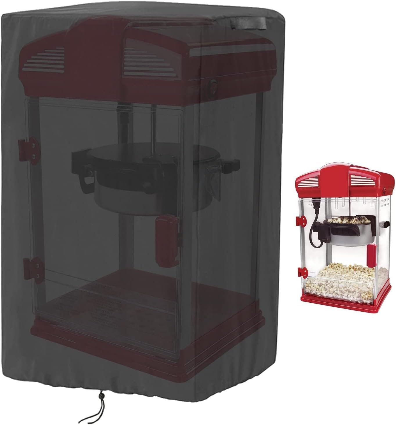 Rilime Popcorn Cart Cover - Waterproof 420D Popcorn Machine Cart Cover,Dustproof Popcorn Maker Cart Cover for Nostalgia With 2 Windproof Buckles  Adjustable Drawstring