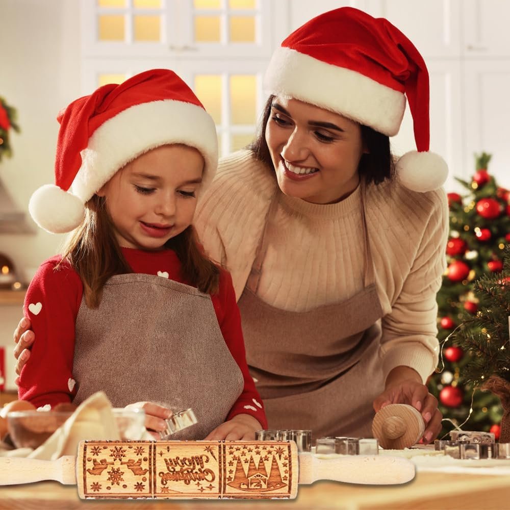 Rolling Pins for Baking- Embossed Rolling Pin Set for Baking, Perfect Baking Tools  Cookie Molds