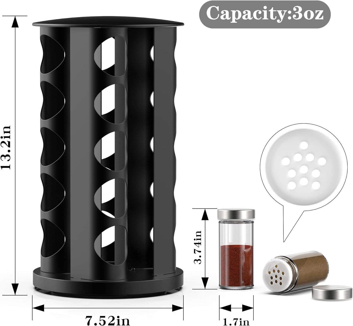 Rotating Spice Rack Organizer for Cabinet, Spice Racks Storage with 20 Jars, Spinning Spice rack for Kitchen Countertop, Spice Holder,Seasoing Storage Racks,Black Rotating Spice Rack Organizer for Cabinet, Spice Racks Storage with 20 Jars, Spinning Spice rack for Kitchen Countertop, Spice Holder,Seasoing Storage Racks,Black