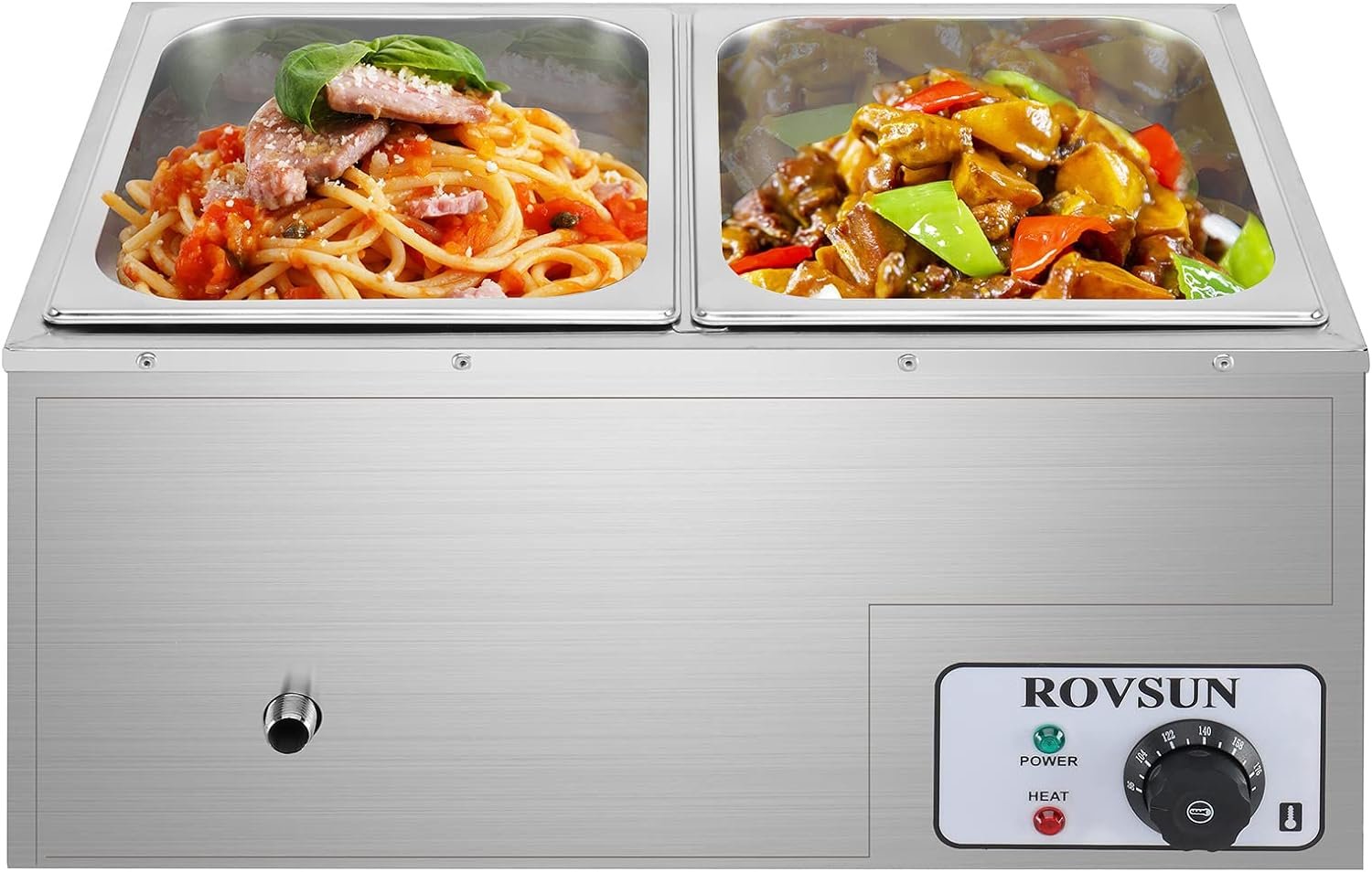 ROVSUN 21QT Electric Commercial Food Warmer, 110V 3-Pan Stainless Steel Bain Marie Buffet, 6.9 QT/Pan Stove Steam Table with Temperature Control  Lid for Parties, Catering, Restaurants