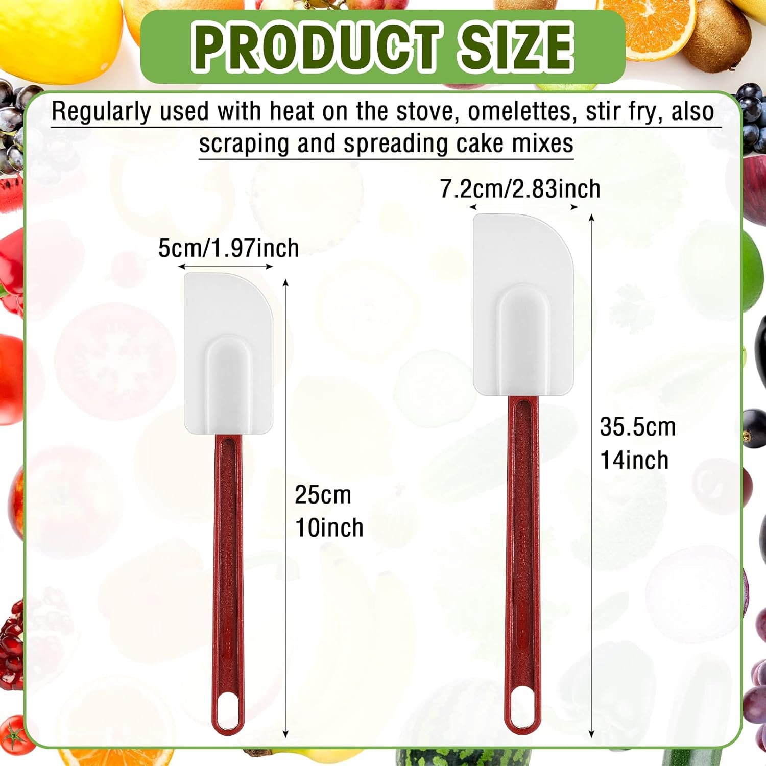 Rubber Spatula Spoon Silicone Plastic Heat Resistant Spatulas Spoon Set of 2 Spatula Spoon for Cooking Kitchen (Classic Style)