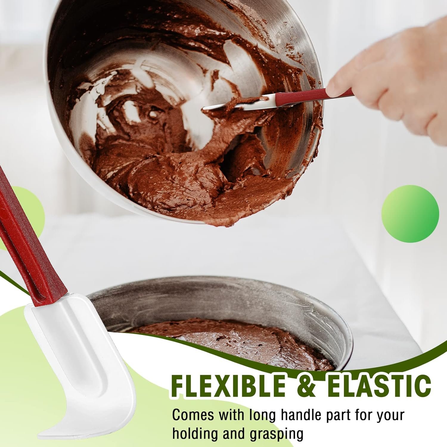 Rubber Spatula Spoon Silicone Plastic Heat Resistant Spatulas Spoon Set of 2 Spatula Spoon for Cooking Kitchen (Classic Style)