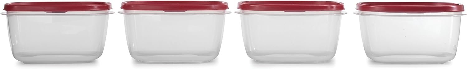 Rubbermaid Easy Find Lids Food Storage Container, 14 Cup, 4-Pack, Red