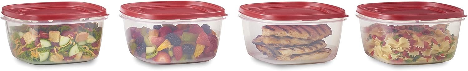 Rubbermaid Easy Find Lids Food Storage Container, 14 Cup, 4-Pack, Red