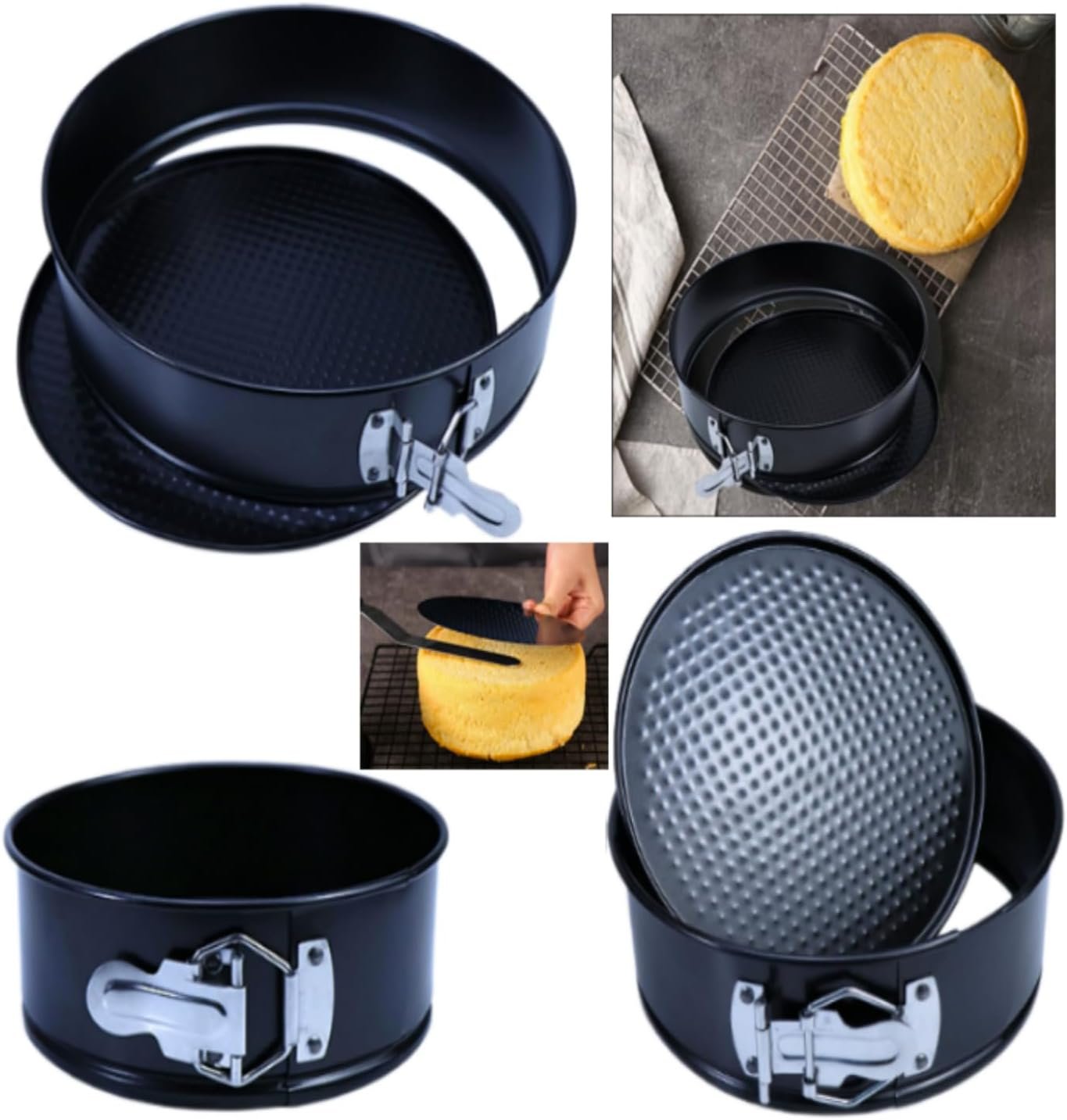 RUISENLAI 260pcs Cake Pan Set for Baking + Cake Decorating Supplies: 3 Round Non Stick Springform Pan Set (4, 7, 9 inches), Icing Tips, disposable piping bags – with 60 Pcs Parchment Paper Liners RUISENLAI 260pcs Cake Pan Set for Baking + Cake Decorating Supplies: 3 Round Non Stick Springform Pan Set (4, 7, 9 inches), Icing Tips, disposable piping bags – with 60 Pcs Parchment Paper Liners