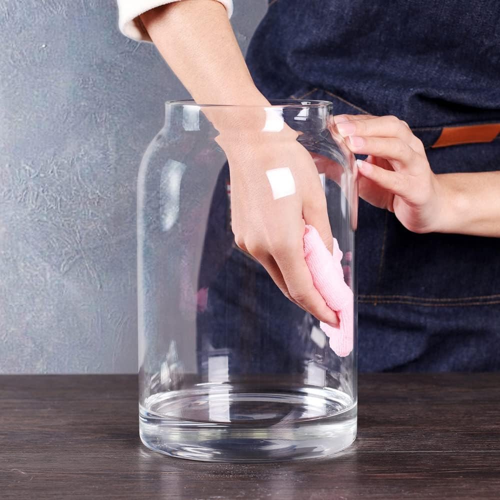 SAIOOL Canister Set of 2, Glass Kitchen Canisters with Airtight Acacia Lid, Tall Clear Airtight Food Storage Jar, Kitchen Pantry Storage Container for Noodles Flour Cereal Coffee