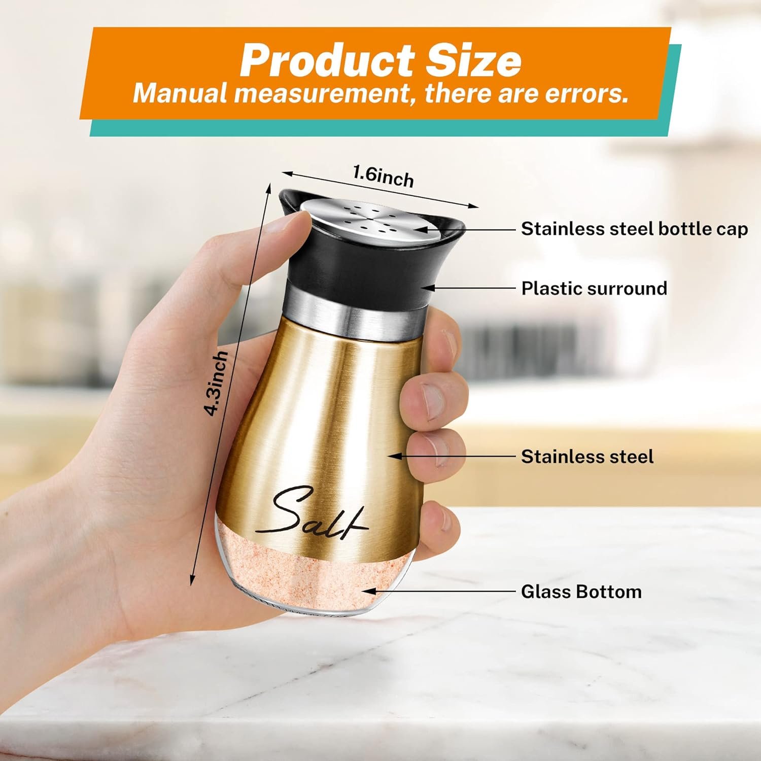 Salt and Pepper Shakers Set,4 oz Glass Bottom Salt Pepper Shaker with Stainless Steel Lid for Kitchen Cooking Table, RV, Camp,BBQ Refillable Design (Pink) Salt and Pepper Shakers Set,4 oz Glass Bottom Salt Pepper Shaker with Stainless Steel Lid for Kitchen Cooking Table, RV, Camp,BBQ Refillable Design (Pink)