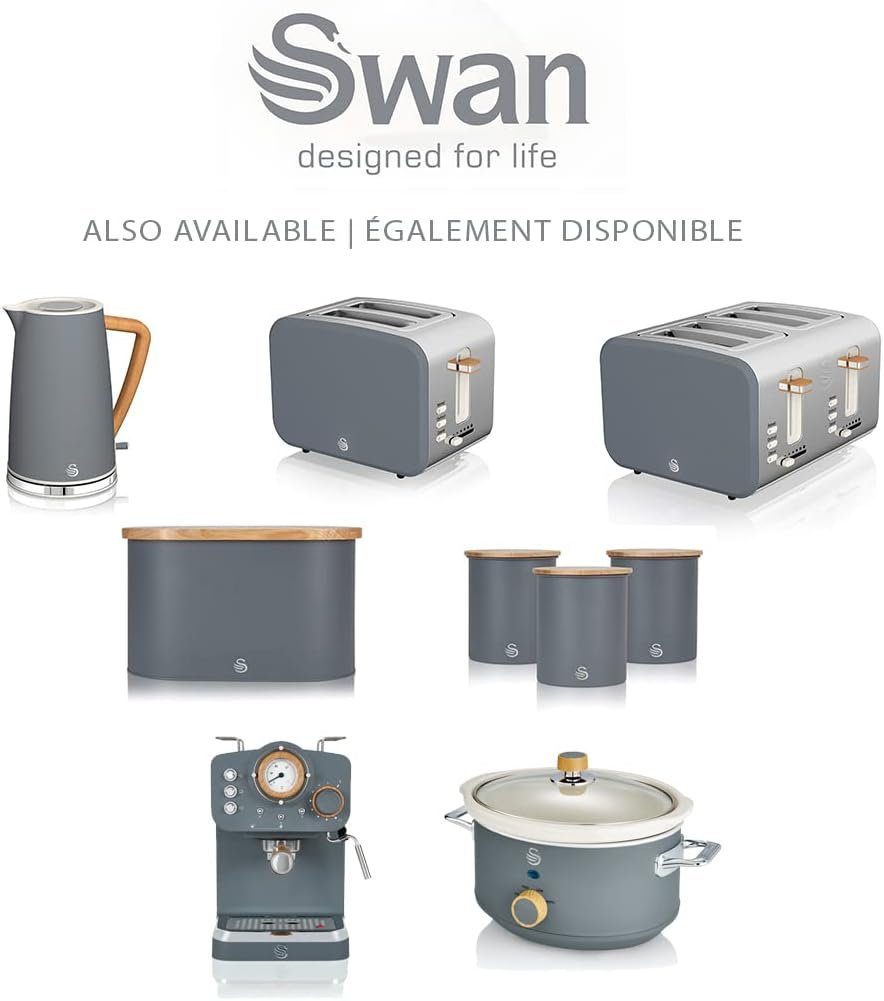 Salton Swan Nordic-Style Slow Cooker with Removable Ceramic Pot, 3.5 Litre, Cotton White