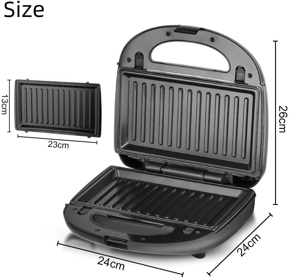 Sandwich Maker, 8-in-1 Sandwich Maker Iron Waffle with Removable Plates, Non Stick Coating Cool Touch Handle，Ideal for Breakfast, Snacks, Desserts and More. 750W,110V,Black