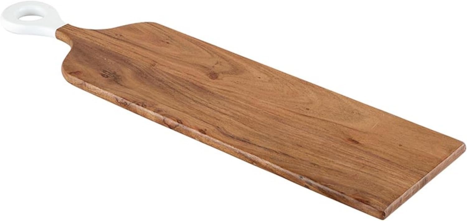 Santa Barbara Design Studio Acacia Wood Charcuterie Boards Cheese Board Cutting Board, 26 L x 7 W x .6 H, White Dip Handle Santa Barbara Design Studio Acacia Wood Charcuterie Boards Cheese Board Cutting Board, 26 L x 7 W x .6 H, White Dip Handle