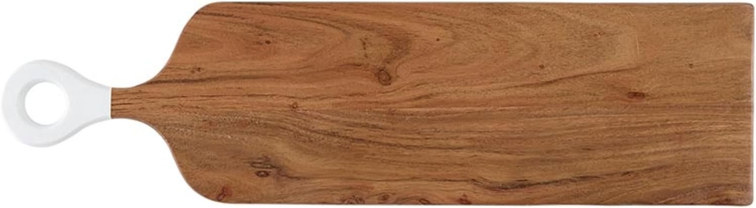Santa Barbara Design Studio Acacia Wood Charcuterie Boards Cheese Board Cutting Board, 26 L x 7 W x .6 H, White Dip Handle Santa Barbara Design Studio Acacia Wood Charcuterie Boards Cheese Board Cutting Board, 26 L x 7 W x .6 H, White Dip Handle