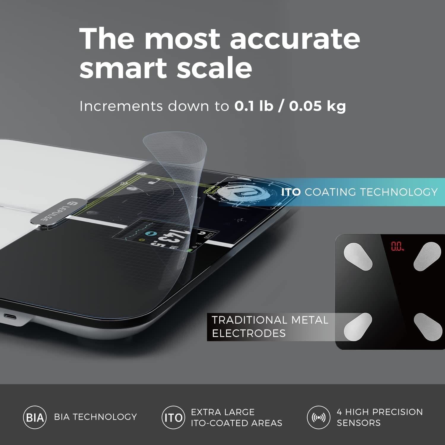 thumbnail image 2 of LEPULSE P1 8-Electrode Smart Body Fat Scale – Full Body Composition Analyzer With 20 Metrics & Type-C Charging 2 of 3