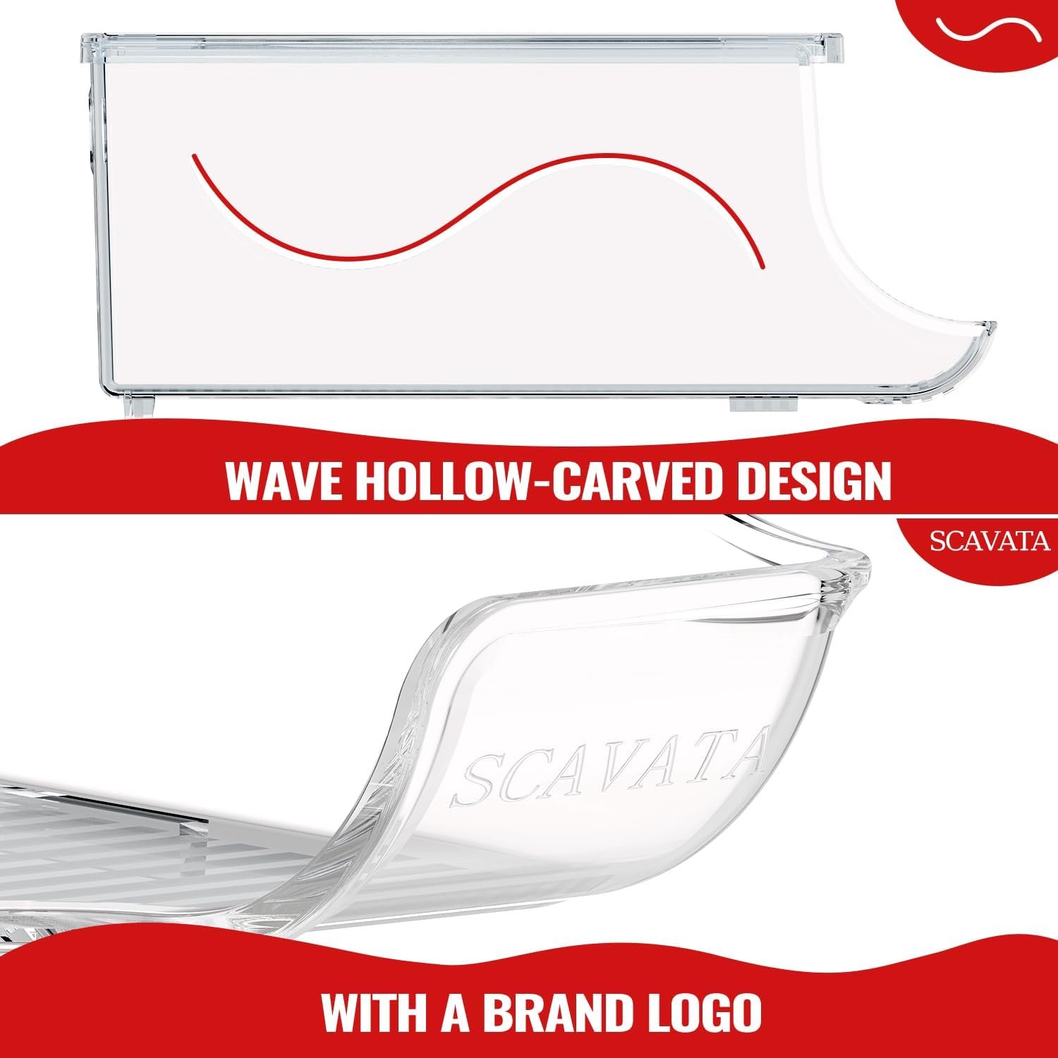 SCAVATA 4 Pack Stackable Refrigerator Organizer, Soda Can Dispenser Pop Cans Container Beverage Holder with Lid for Fridge, Freezer, Kitchen, Clear Plastic Storage Bins-Holds 10 Cans Each -Transparent SCAVATA 4 Pack Stackable Refrigerator Organizer, Soda Can Dispenser Pop Cans Container Beverage Holder with Lid for Fridge, Freezer, Kitchen, Clear Plastic Storage Bins-Holds 10 Cans Each -Transparent