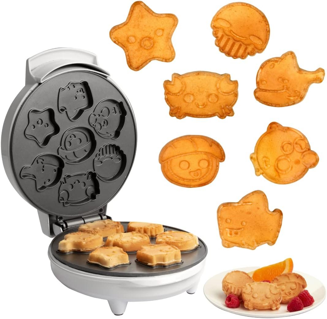 Sea Creature Mini Waffle Maker- Create 7 Different Ocean Animal Shapes in Minutes, Make Breakfast Fun and Cool for Kids  Adults w/ Novelty Aquatic Pancakes - Electric Non-Stick Waffler Iron, Fun Gift