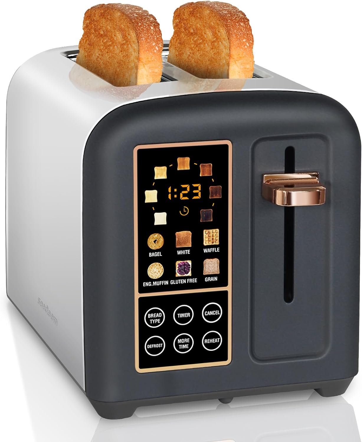 SEEDEEM Toaster 2 Slice, Stainless Toaster LCD DisplayTouch Buttons, 50% Faster Heating Speed, 6 Bread Selection, 7 Shade Setting, 1.5Wide Slot, Removable Crumb Tray, 1350W, Dark Chocolate SEEDEEM Toaster 2 Slice, Stainless Toaster LCD DisplayTouch Buttons, 50% Faster Heating Speed, 6 Bread Selection, 7 Shade Setting, 1.5Wide Slot, Removable Crumb Tray, 1350W, Dark Chocolate