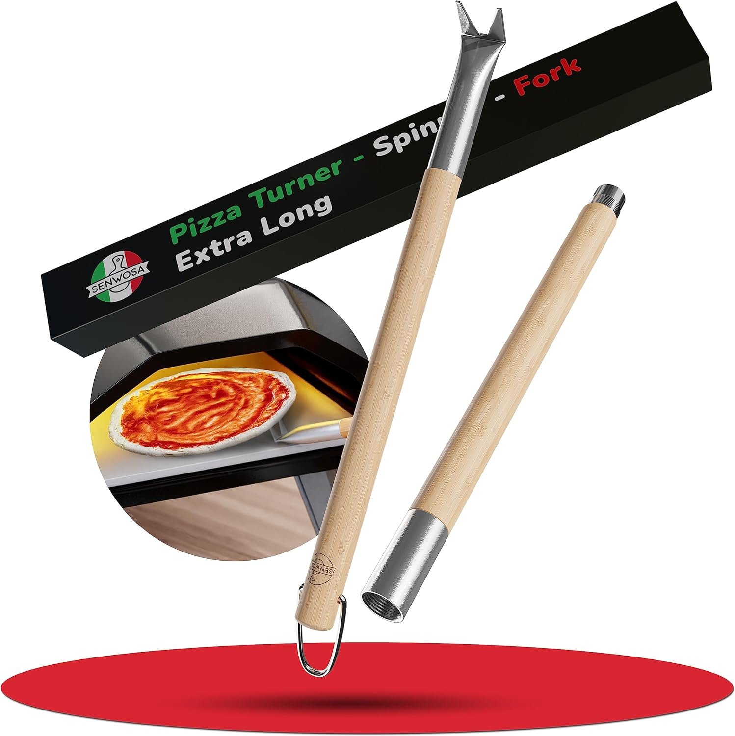 Senwosa 32” Aluminum Pizza Turner for Pizza Oven  Bubble Popper - Pizza Turning Fork  Poker - Adjustable Length - Food Safe  Heat Resistant Pizza Oven Accessories Senwosa 32” Aluminum Pizza Turner for Pizza Oven  Bubble Popper - Pizza Turning Fork  Poker - Adjustable Length - Food Safe  Heat Resistant Pizza Oven Accessories
