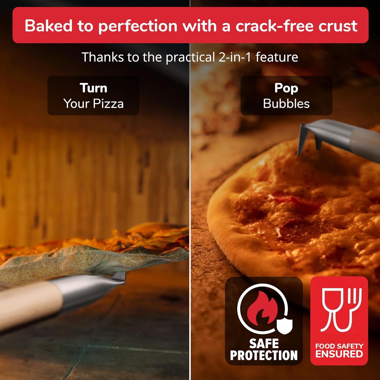 Senwosa 32” Aluminum Pizza Turner for Pizza Oven  Bubble Popper - Pizza Turning Fork  Poker - Adjustable Length - Food Safe  Heat Resistant Pizza Oven Accessories Senwosa 32” Aluminum Pizza Turner for Pizza Oven  Bubble Popper - Pizza Turning Fork  Poker - Adjustable Length - Food Safe  Heat Resistant Pizza Oven Accessories