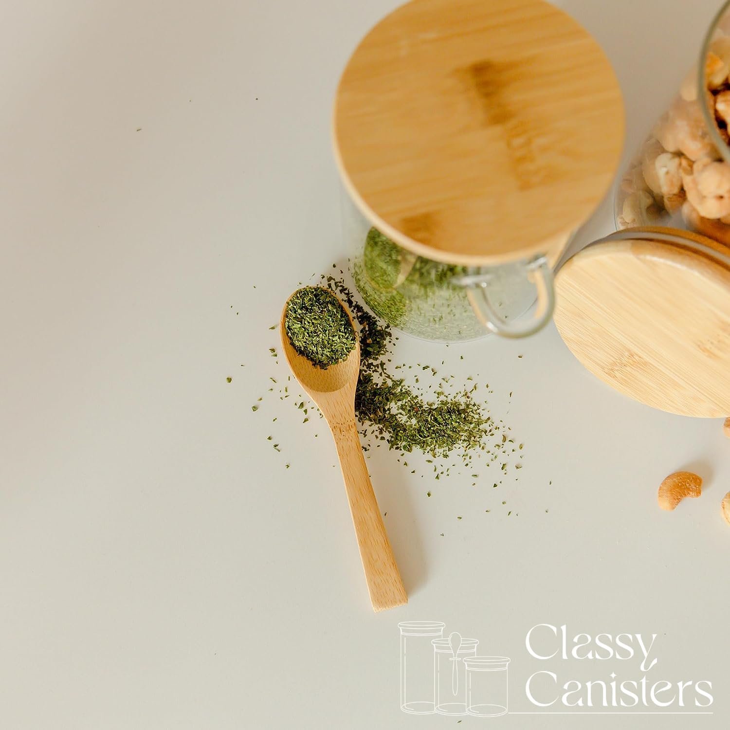 Set of 4 Airtight Glass Jars with Bamboo Lids  Bamboo Spoons, Overnight Oats Containers with Lids, 17-Oz Glass Canisters Hold Coffee Beans, Tea, Flour, Sugar, Nuts, Candy, Bath Salts  More Set of 4 Airtight Glass Jars with Bamboo Lids  Bamboo Spoons, Overnight Oats Containers with Lids, 17-Oz Glass Canisters Hold Coffee Beans, Tea, Flour, Sugar, Nuts, Candy, Bath Salts  More