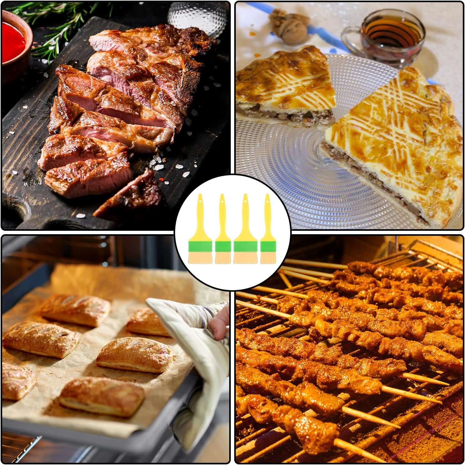 Set of 4 Pastry Brushes, Practical Oil Brush Wool Basting Brush BBQ Brushes for Sauce Multifunctional Food Brush for Oil Butter Egg Sauce for Cooking Baking (2 inch + 2.75 inch) Set of 4 Pastry Brushes, Practical Oil Brush Wool Basting Brush BBQ Brushes for Sauce Multifunctional Food Brush for Oil Butter Egg Sauce for Cooking Baking (2 inch + 2.75 inch)