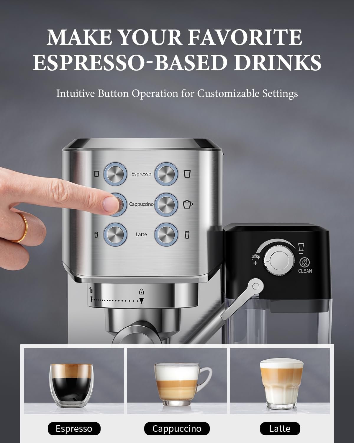SHARDOR Espresso Machine 20 Bar for Home, Espresso Coffee Maker with Automatic Milk Frother for Cappuccino  Latte, 34 Oz Removable Water Tank, 1350W, Stainless Steel
