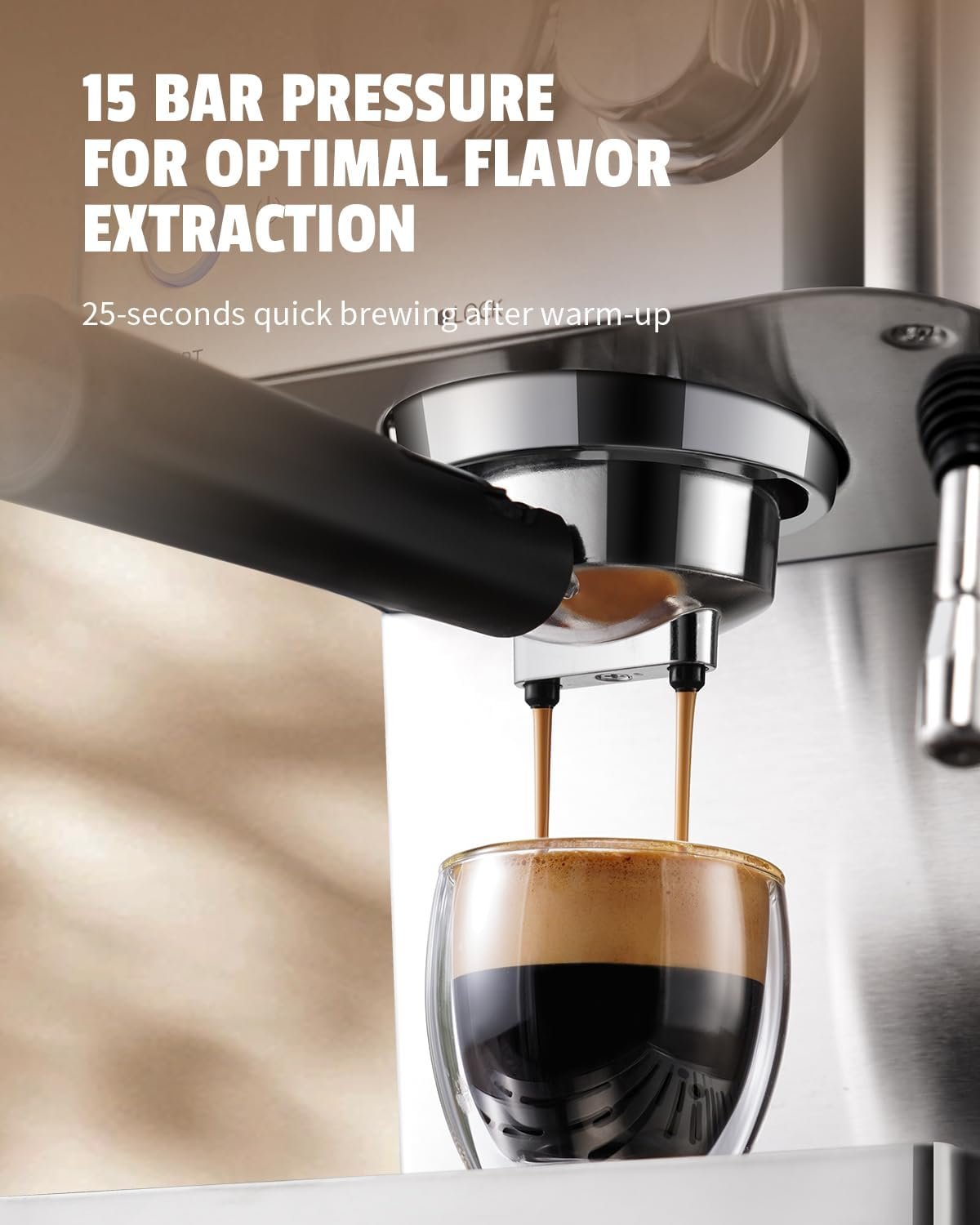 SHARDOR Espresso Machine 20 Bar for Home, Espresso Coffee Maker with Automatic Milk Frother for Cappuccino  Latte, 34 Oz Removable Water Tank, 1350W, Stainless Steel