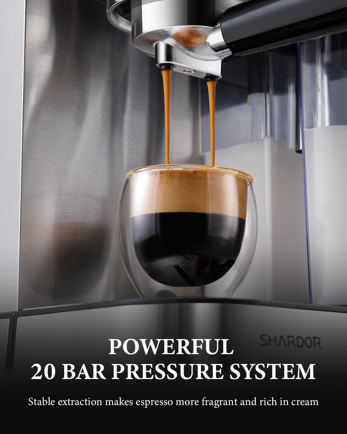 SHARDOR Espresso Machine 20 Bar for Home, Espresso Coffee Maker with Automatic Milk Frother for Cappuccino  Latte, 34 Oz Removable Water Tank, 1350W, Stainless Steel