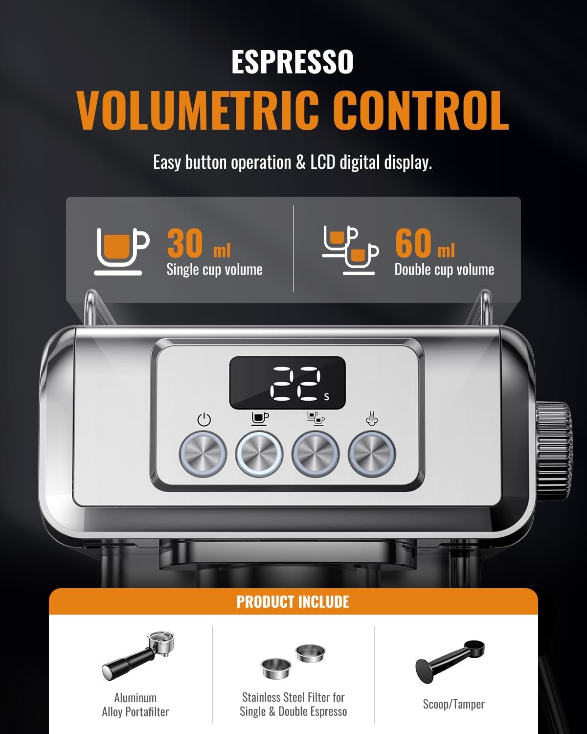 SHARDOR Espresso Machine 20 Bar with Milk Frother Steam Wand, Manual Latte Cappuccino Maker for Home, Temperature Display, 60 Oz Water Tank, 1350W, Stainless Steel SHARDOR Espresso Machine 20 Bar with Milk Frother Steam Wand, Manual Latte Cappuccino Maker for Home, Temperature Display, 60 Oz Water Tank, 1350W, Stainless Steel