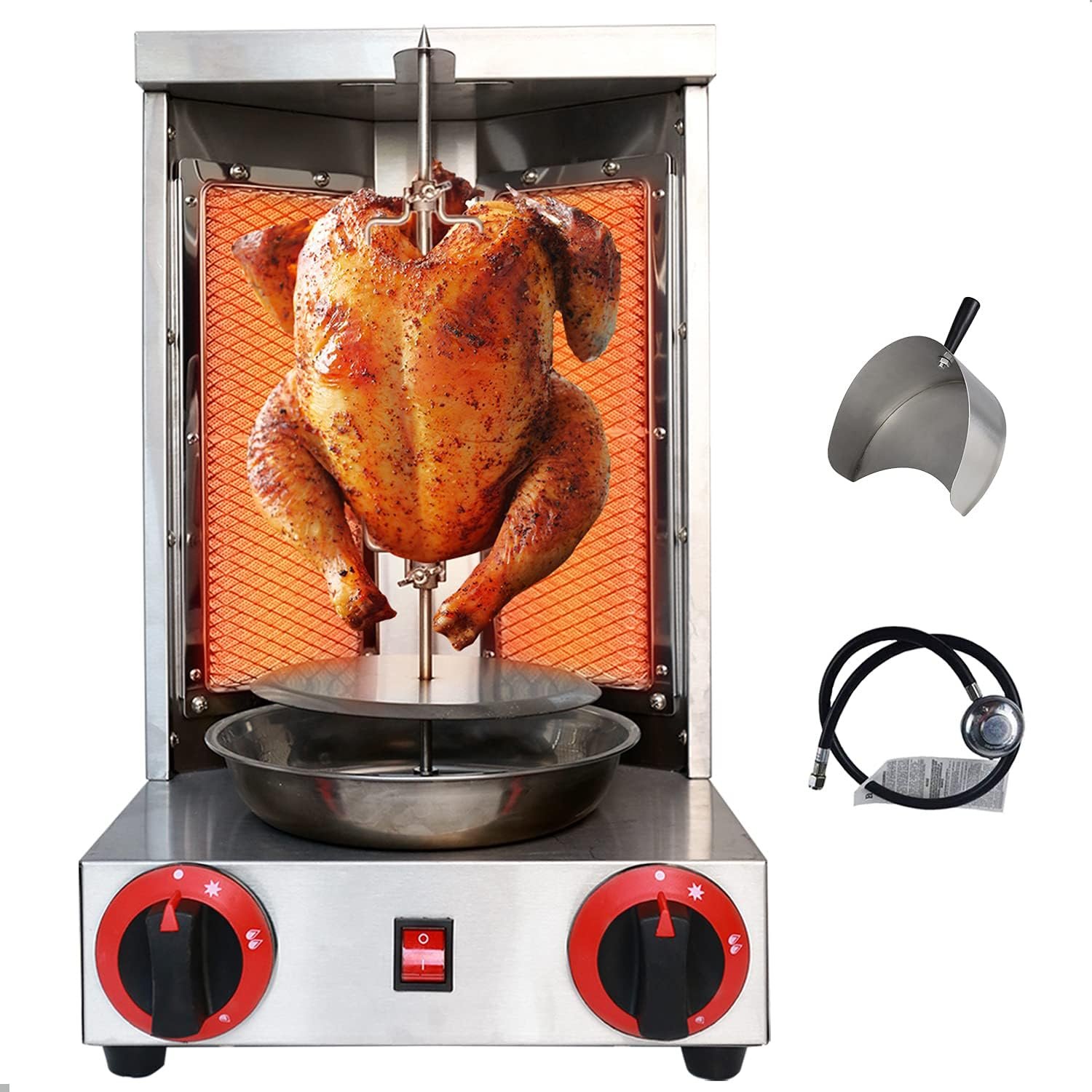 Shawarma Machine Doner Kebab Grill 110v Gyro Rotisserie Propane Gas Vertical Broiler with 2 Burners Stainless Steel Body for Restaurant Dinner Home Kitchen Shawarma Machine Doner Kebab Grill 110v Gyro Rotisserie Propane Gas Vertical Broiler with 2 Burners Stainless Steel Body for Restaurant Dinner Home Kitchen