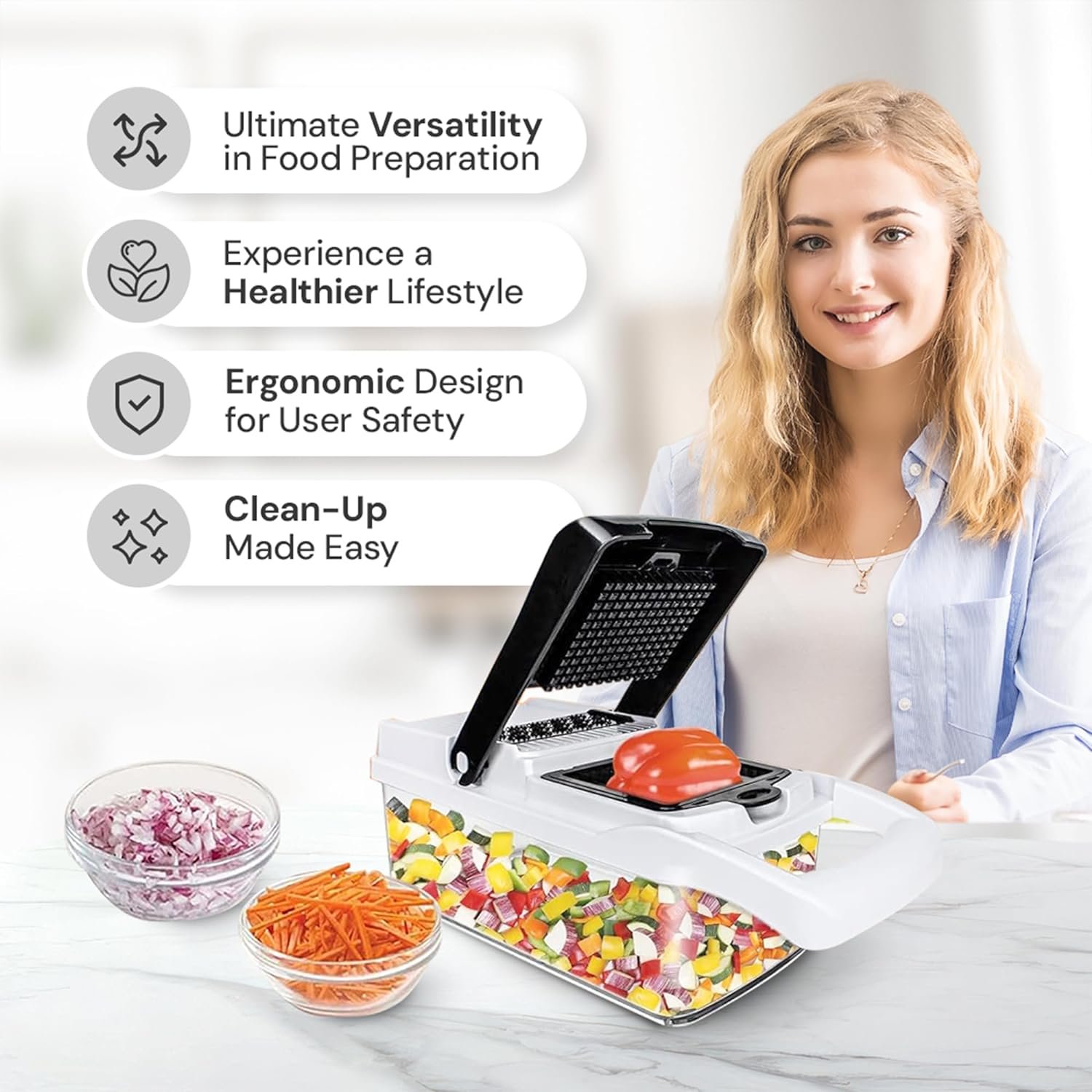 SHINING STAR Jumbo 26-in-1 Manual Vegetable Slicer Cutter with Spiralizer, Colander, Container, Dishwasher Safe Below 60C. Dice, Slice, Shred, and Grate for Effortless Kitchen Food Preparation SHINING STAR Jumbo 26-in-1 Manual Vegetable Slicer Cutter with Spiralizer, Colander, Container, Dishwasher Safe Below 60C. Dice, Slice, Shred, and Grate for Effortless Kitchen Food Preparation