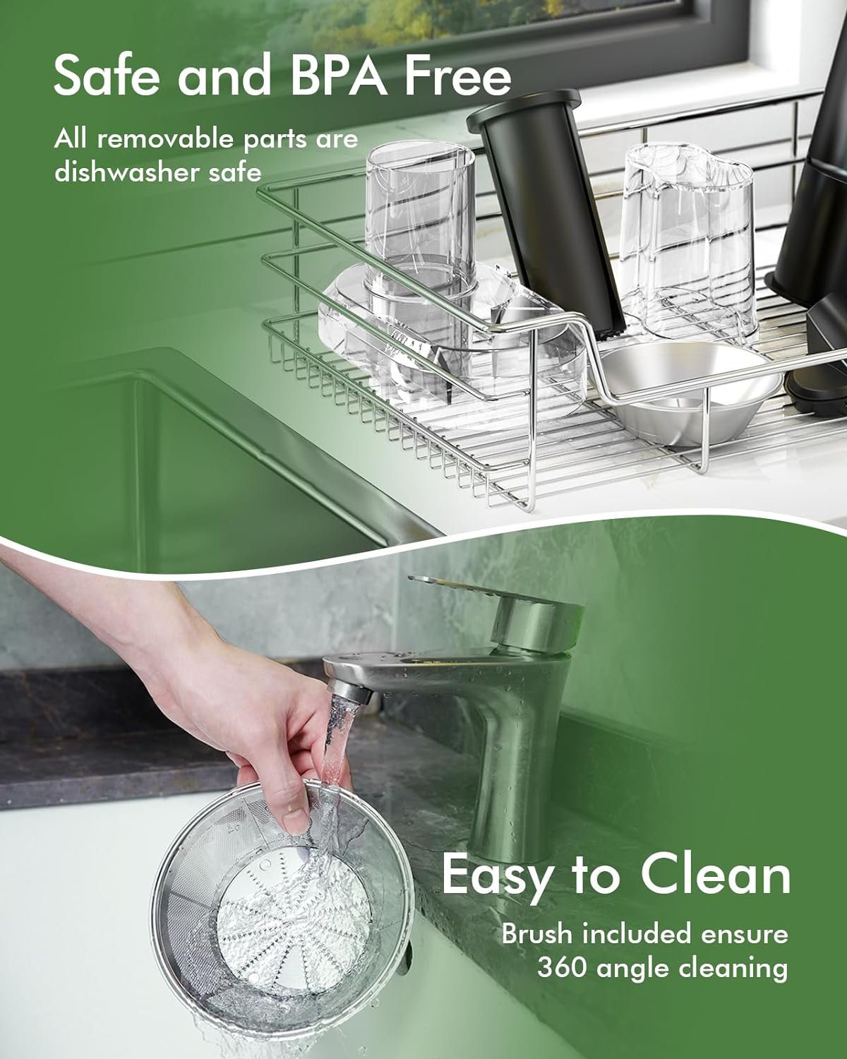 SiFENE 800W Powerful Juicer Machines with 3.2 Big Mouth for Whole Fruits and Veggies, Juice Extractor Maker with 3 Speeds Settings, Easy to Clean, BPA Free, Stainless Steel Green