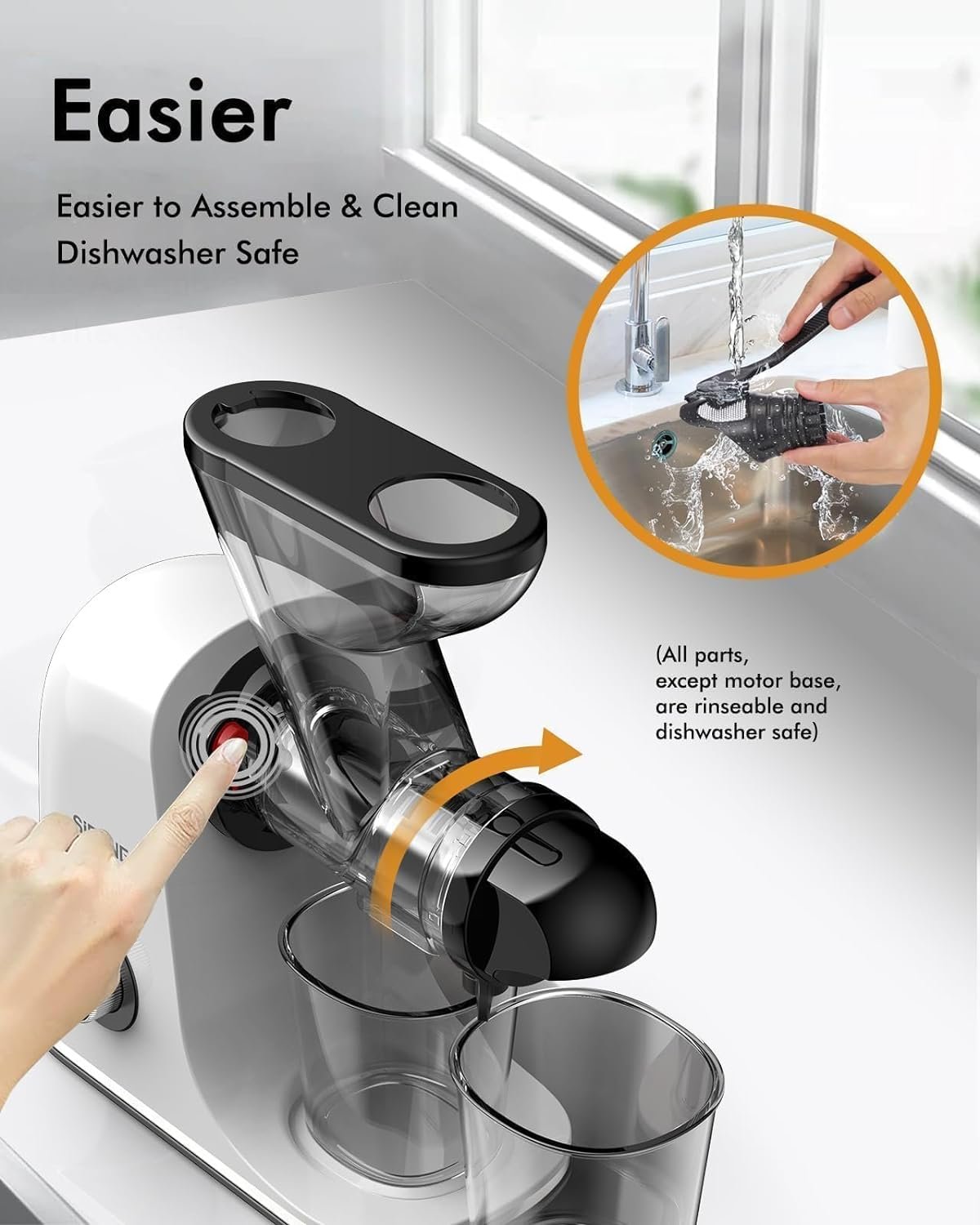 SiFENE Juicer Machines, Dual Feed Chute Cold Press Juicer, Compact Slow Masticating Juice Extractor Maker, Easy to Clean, Quiet Motor  Anti-Clog Function, BPA Free (White) SiFENE Juicer Machines, Dual Feed Chute Cold Press Juicer, Compact Slow Masticating Juice Extractor Maker, Easy to Clean, Quiet Motor  Anti-Clog Function, BPA Free (White)