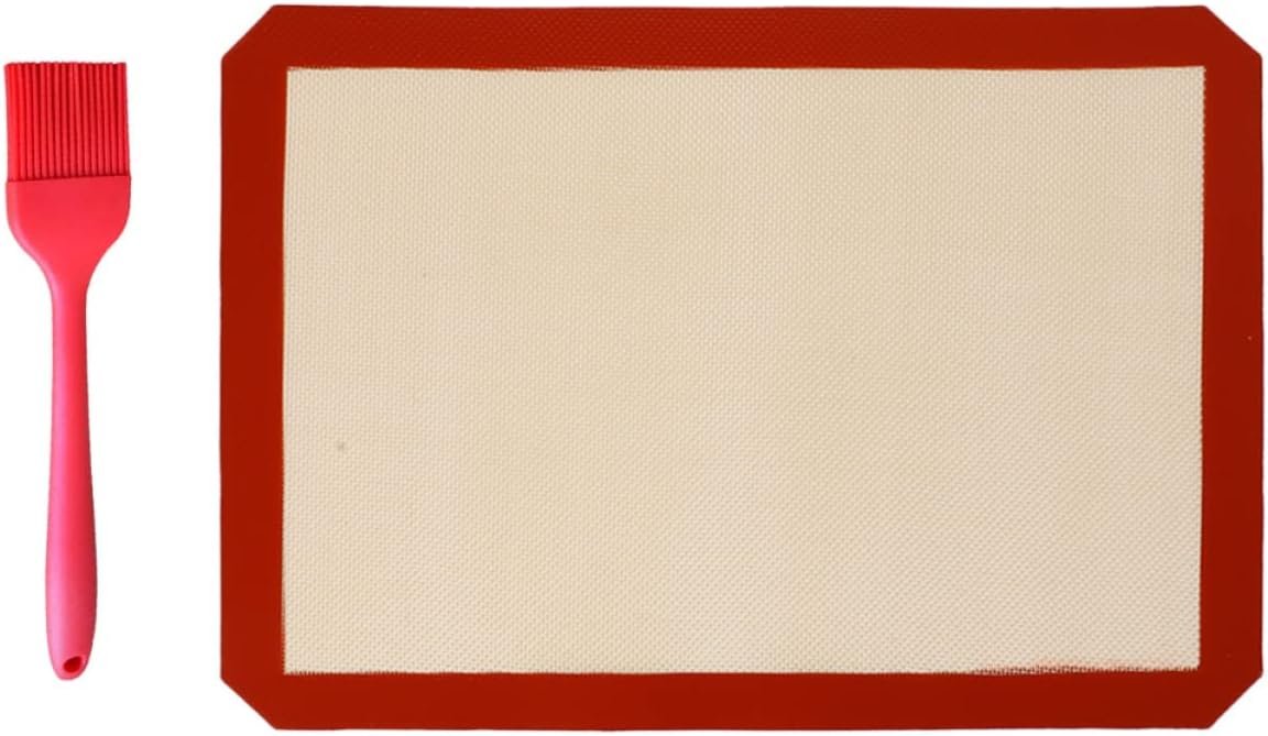 Silicone Baking Mat Baking Oven Mat Pastry Rolling Mat Macaron Making Mat Rolling Dough Mat Roasting Pan Baking Pans Bakeware Liner Red Platinum Nonstick