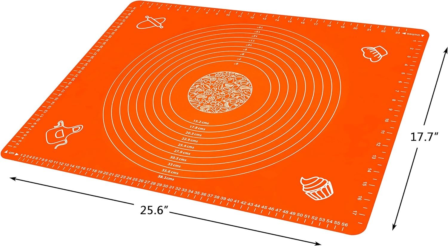 Silicone Baking Mat for Rolling Pastry Dough with Measurements, 25.6 x 17.7 BPA Free Non stick and Non Slip Pink Table Sheet Baking Supplies for Bake Pizza Cake