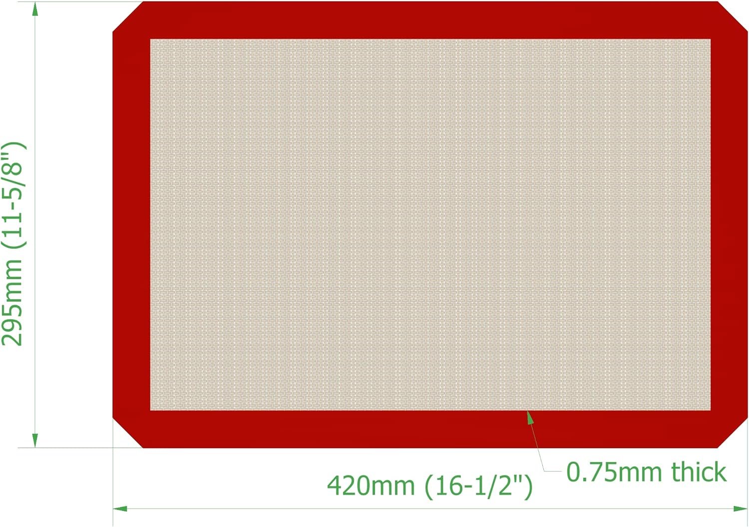 Silicone Baking Mat - Set of 1 Non-Stick Half Sheet (16-1/2 x 11-5/8) Food Safe Silicone Mats for Baking - BPA Free