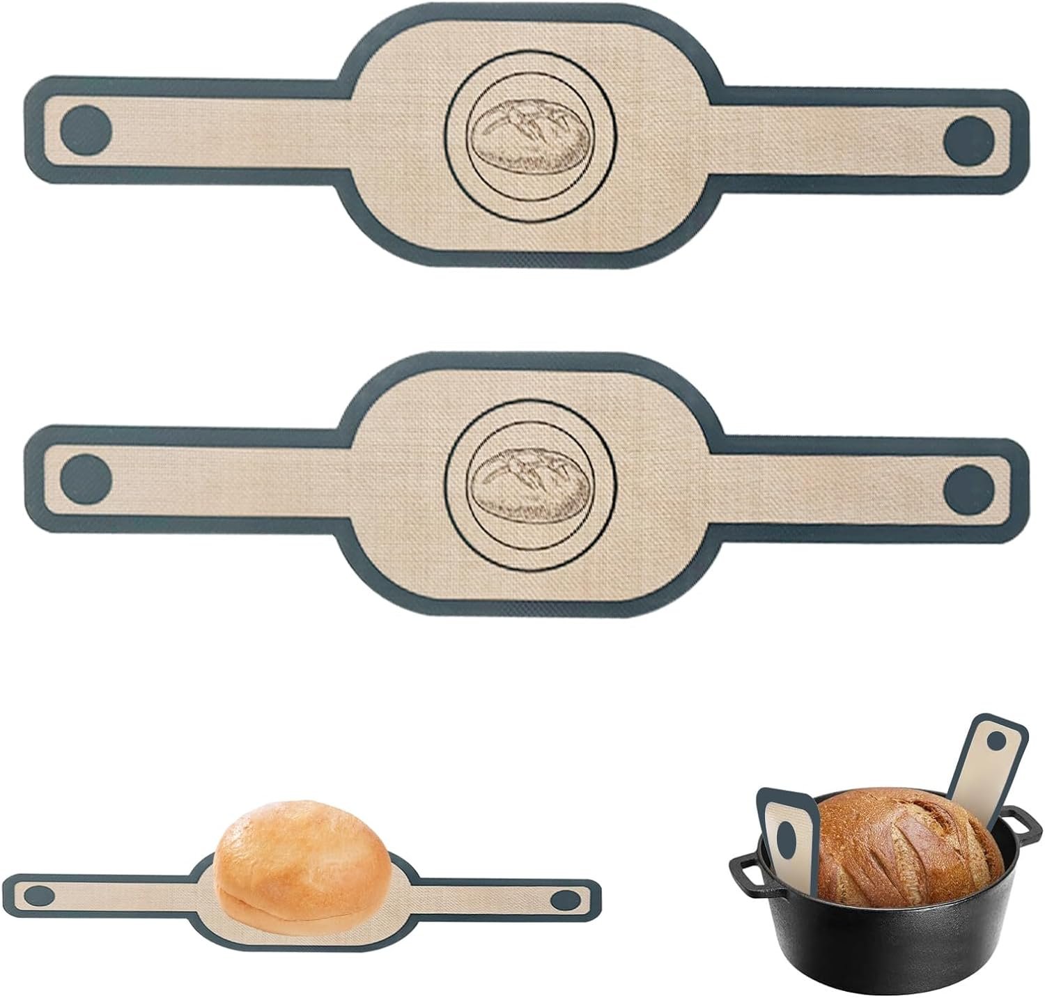 Silicone Bread Sling, Reusable Silicone Baking Mat with Long Handles, Non-Stick Bread Mat for Dutch Oven, Heat Resistant Silicone Mats for Baking Sourdough Bread 1pc