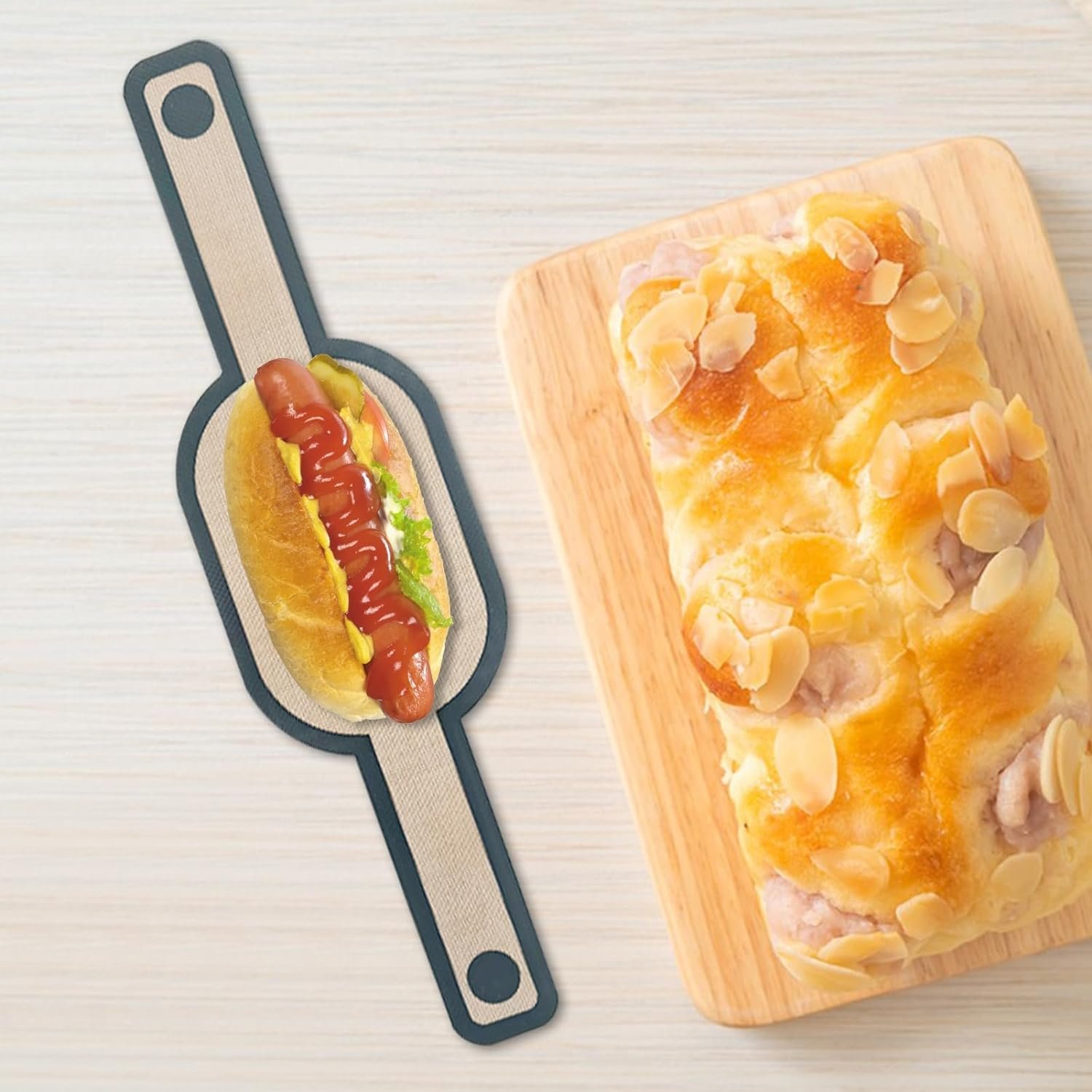 Silicone Bread Sling, Reusable Silicone Baking Mat with Long Handles, Non-Stick Bread Mat for Dutch Oven, Heat Resistant Silicone Mats for Baking Sourdough Bread 1pc