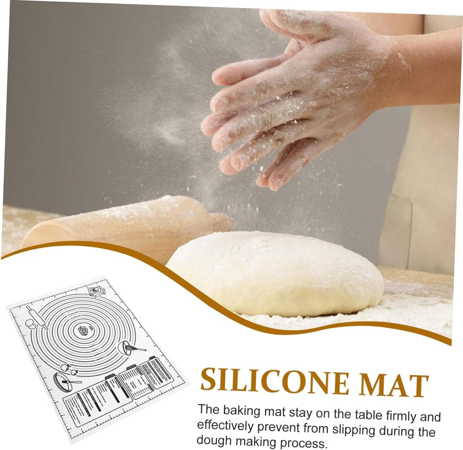 Silicone Dough Mat Anti-skid Rolling Mat Reusable Pastry Cushion Dough Bake Mats Pastry Fondant Mat Kitchen Silicone Pads Dough Pastry Mat Baking Mat Non Stick