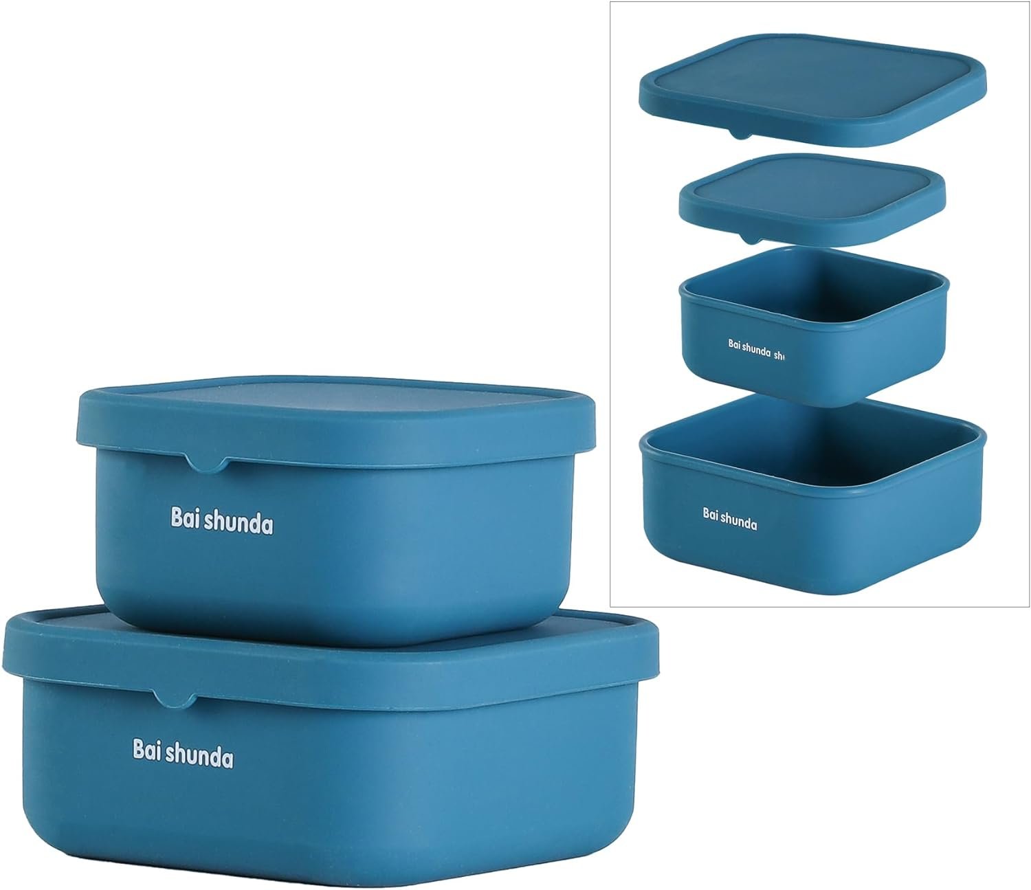 Silicone Food Container Set With Lid Food Safe BPA Free Bento Box Dishwasher Microwave Oven and Freezer Safe For Salads Snacks Meal Prep StorageTo-Go Sealed bowl (12.6oz + 21oz)（Purple）