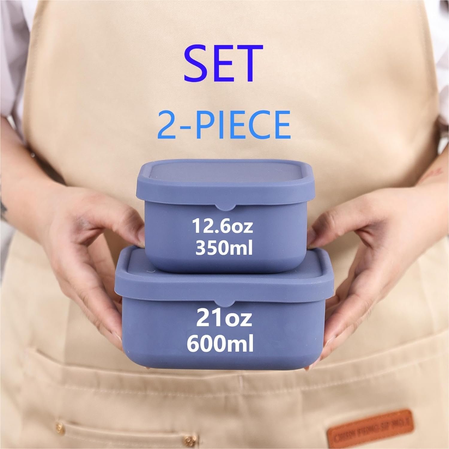 Silicone Food Container Set With Lid Food Safe BPA Free Bento Box Dishwasher Microwave Oven and Freezer Safe For Salads Snacks Meal Prep StorageTo-Go Sealed bowl (12.6oz + 21oz)（Purple）