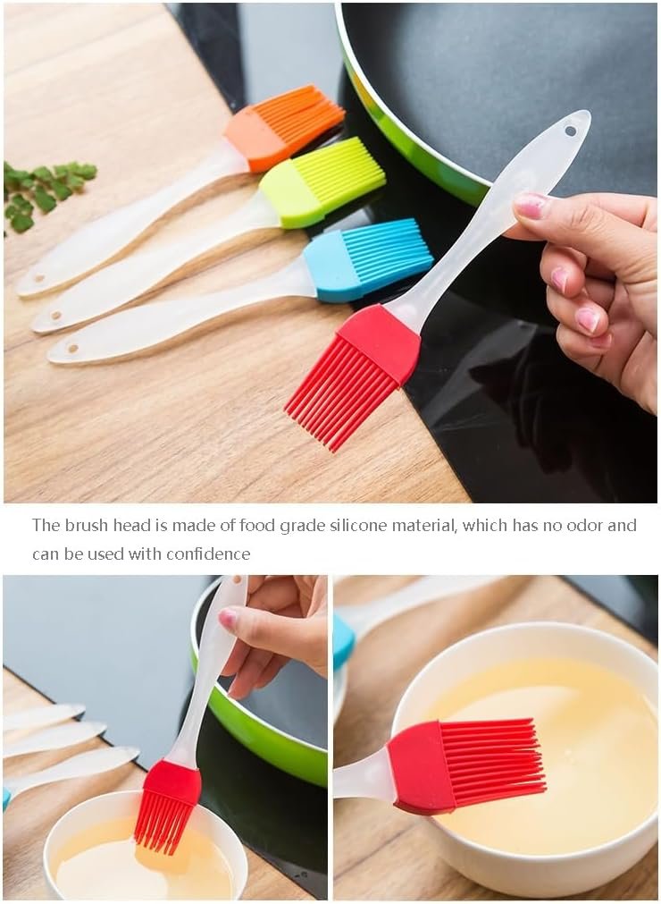 Silicone Heat Resistant Pastry Brush 4 Pcs Silicone Brushes, Basting Brush for Cooking, Pastry Brush for Baking, BBQ, Grilling, Multicolor