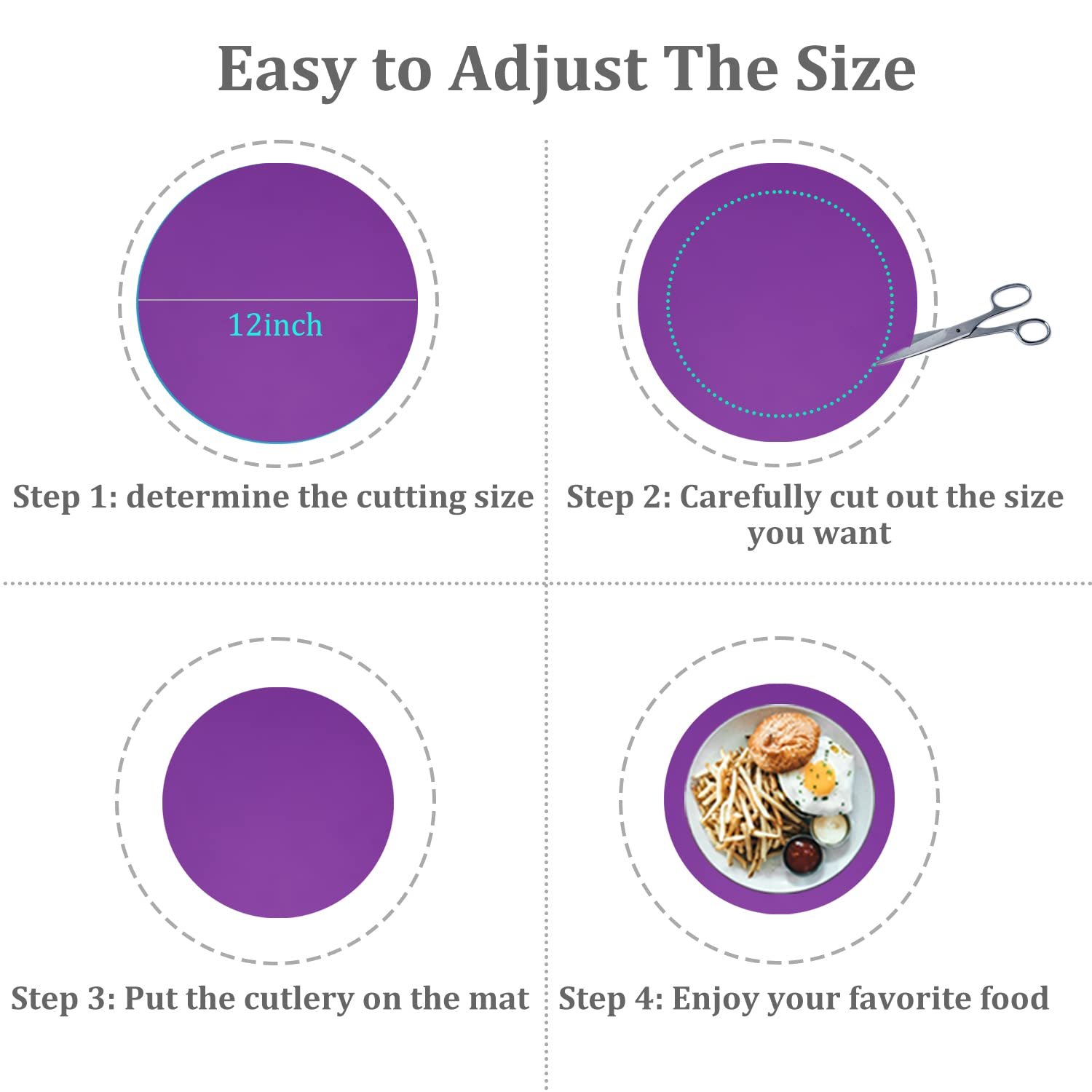 Silicone Microwave Mat 12 Inch, Non Stick Turntable Safe Baking Mat for Kitchen, BPA Free Multi Purpose Heat Resistant Oven Mat, Trivet Mat, Placemat 2 Pack(Purple) Silicone Microwave Mat 12 Inch, Non Stick Turntable Safe Baking Mat for Kitchen, BPA Free Multi Purpose Heat Resistant Oven Mat, Trivet Mat, Placemat 2 Pack(Purple)